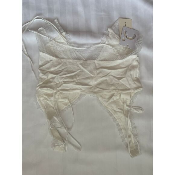 Commense Romantic White Lace Trim Crop Top Camisole Boho Chic Tank S - Picture 7 of 14